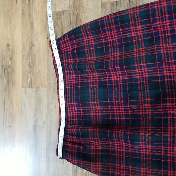 JAMES PRINGLE made in Scotland Red Wool Plaid Longer Midi Skirt - Picture 12 of 14